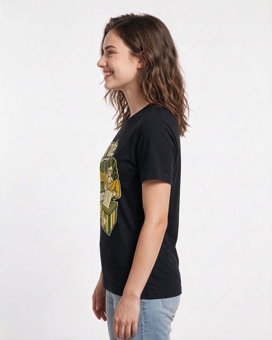 Political Statement Women's Black T-Shirt – My vote is my regularly scheduled performance review. product image 2