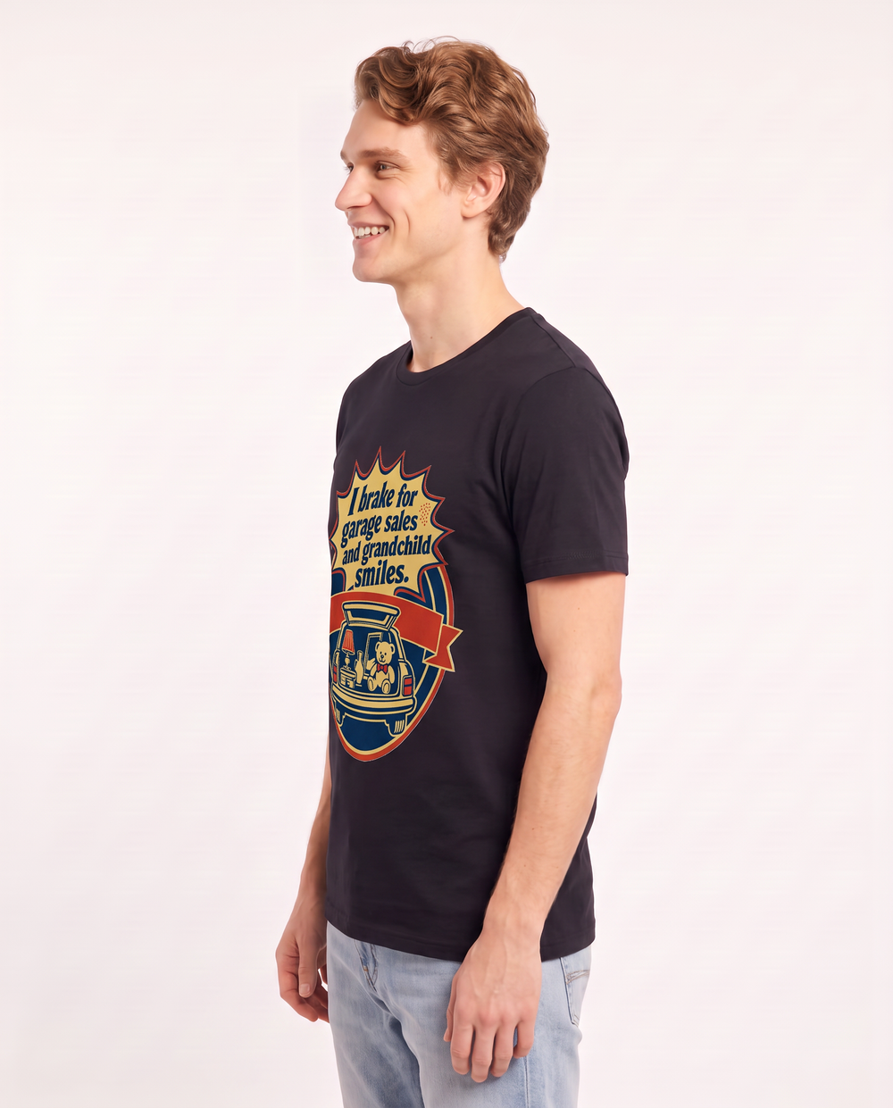 Graphic Men's Black T-Shirt - I brake for garage sales and grandchild product image 2