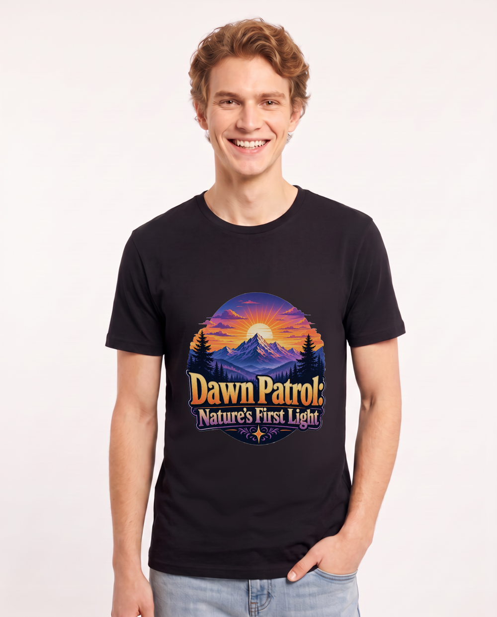 Dawn Patrol: Nature's First Light Men's Black T-Shirt product image 2