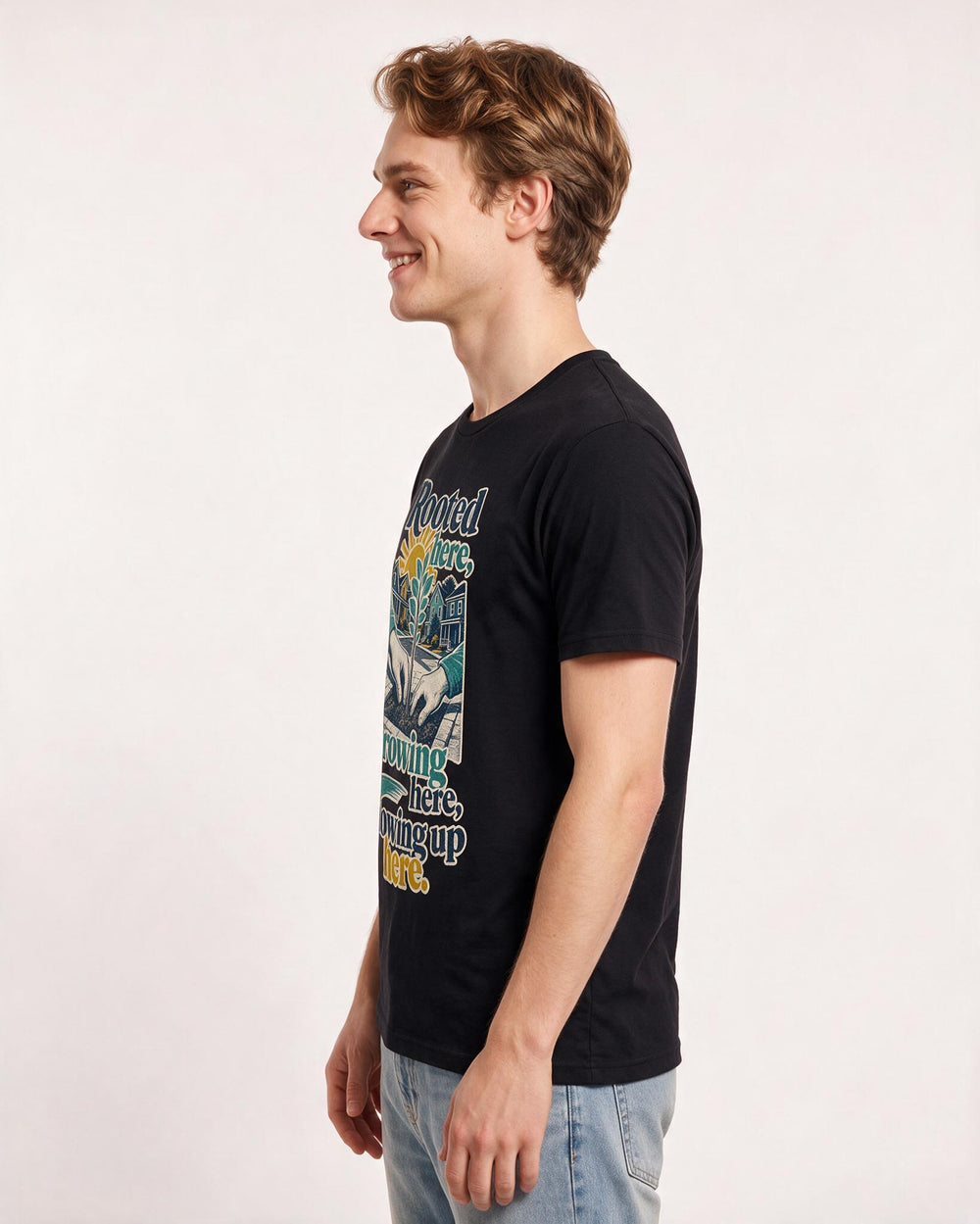 Patriotic Men's Black T-Shirt – Rooted here, growing here, showing up product image 2