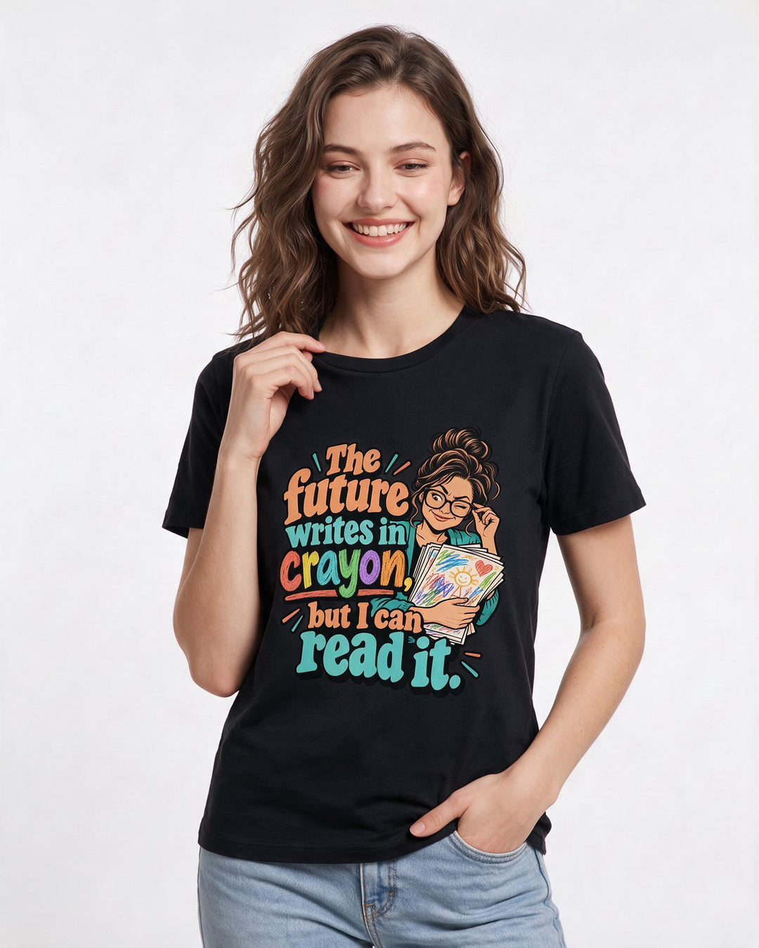 Teacher Black T-Shirt for Women – Everyday Expression Graphic Tee product image 1