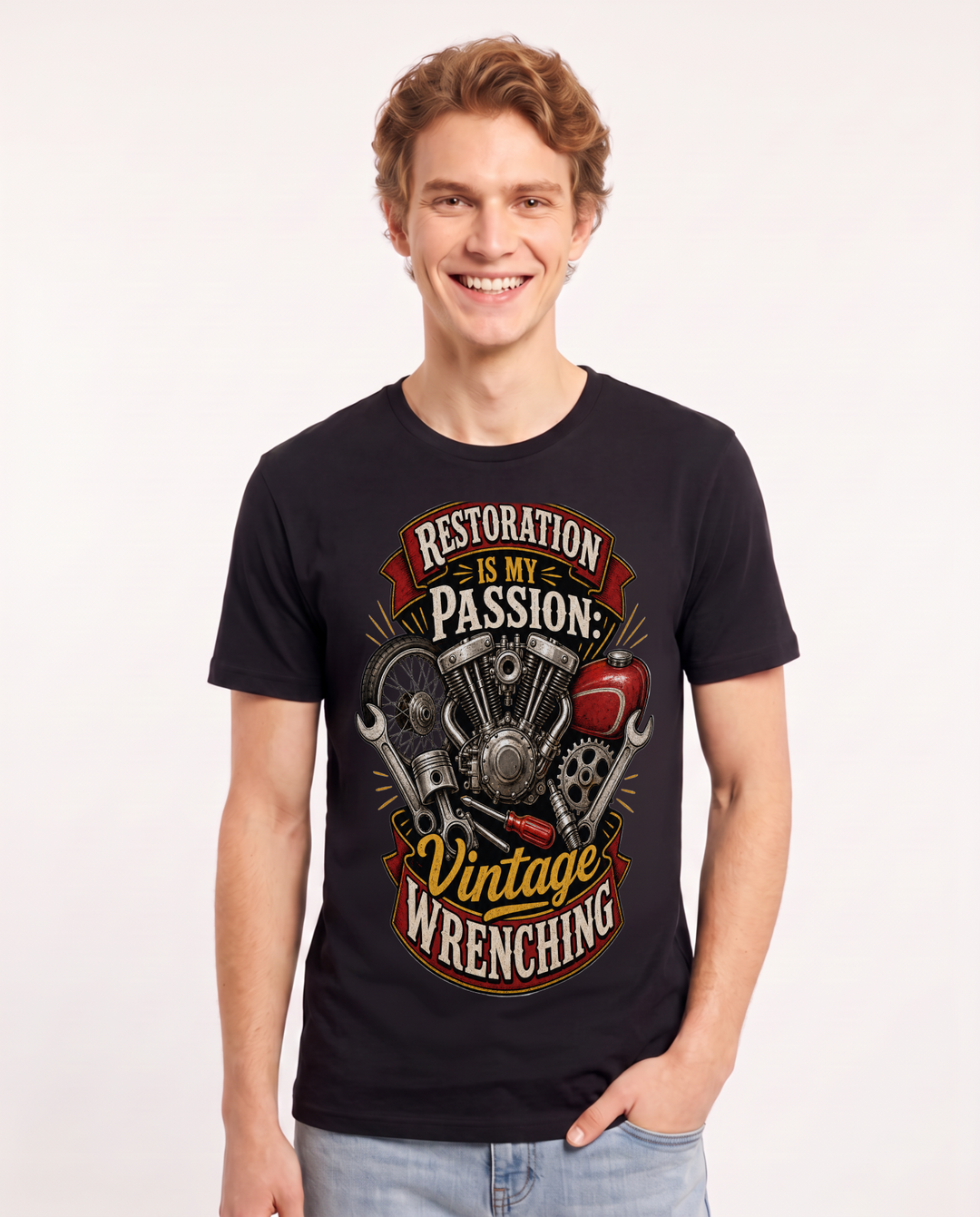 Restoration is My Passion: Vintage Wrenching Men's Black T-Shirt product image 2