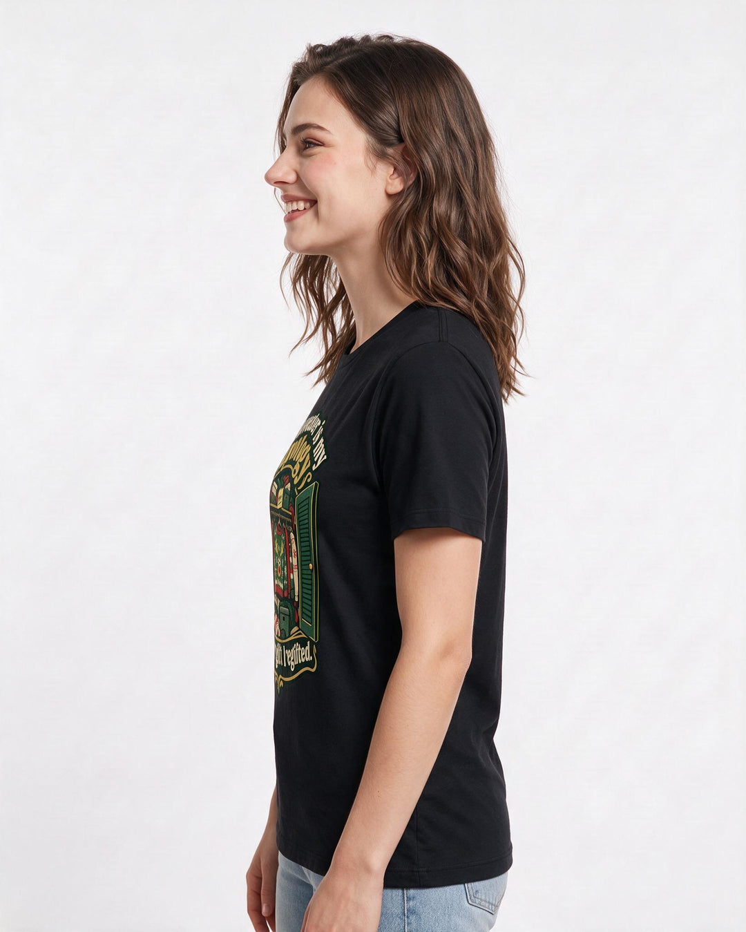 Christmas Black T-Shirt for Women – Holiday Theme Graphic Tee product image 2