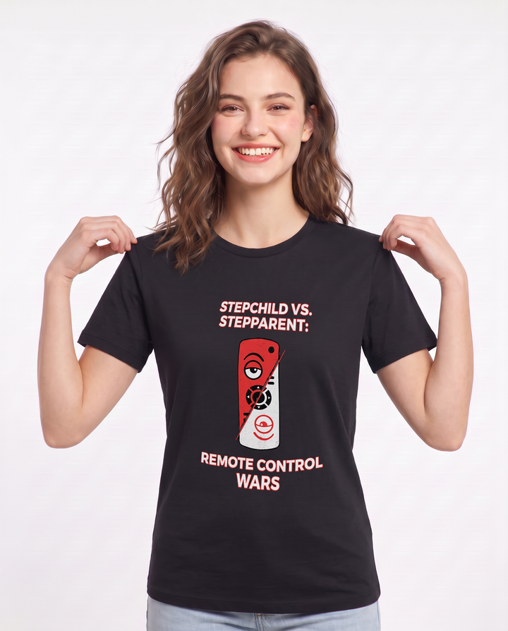Stepchild vs. Stepparent: Remote Control Wars Women's Black T-Shirt product image 1