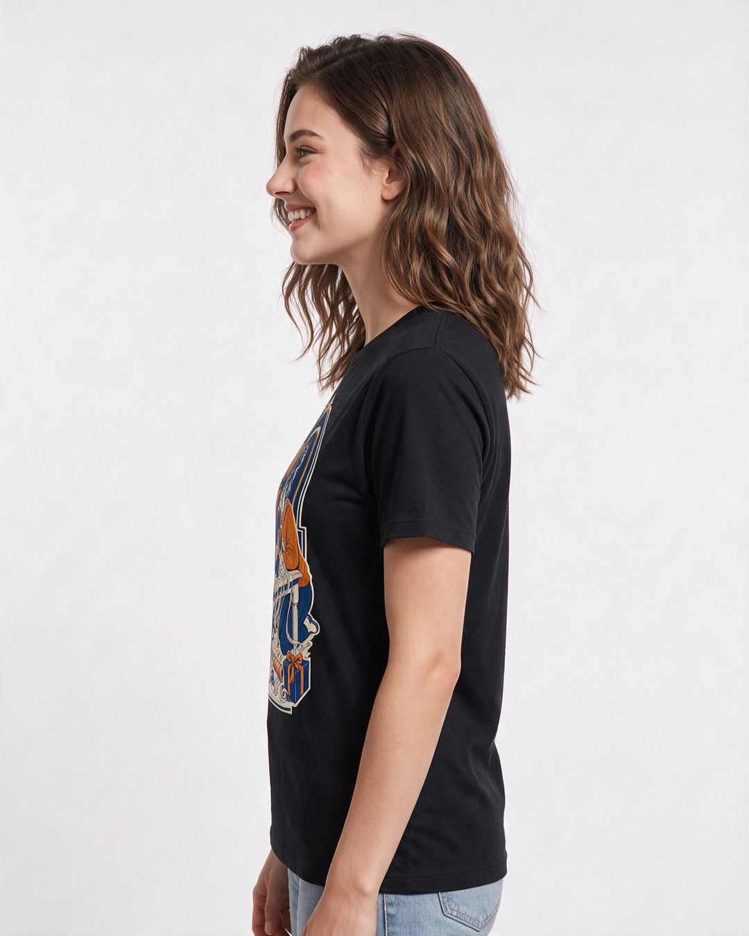 Christmas Black T-Shirt for Women – Holiday Theme Graphic Tee product image 2