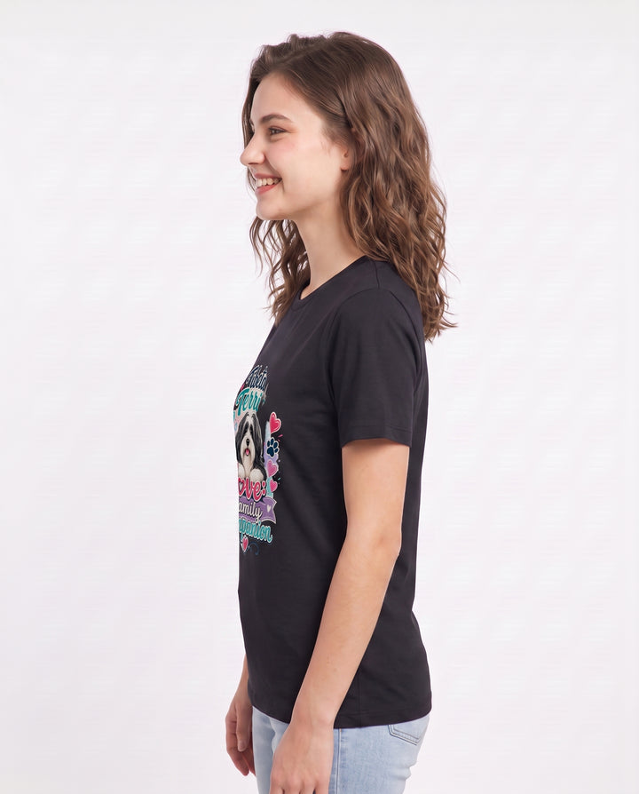 Tibetan Terrier Love: Family Companion Women's Black T-Shirt product image 3