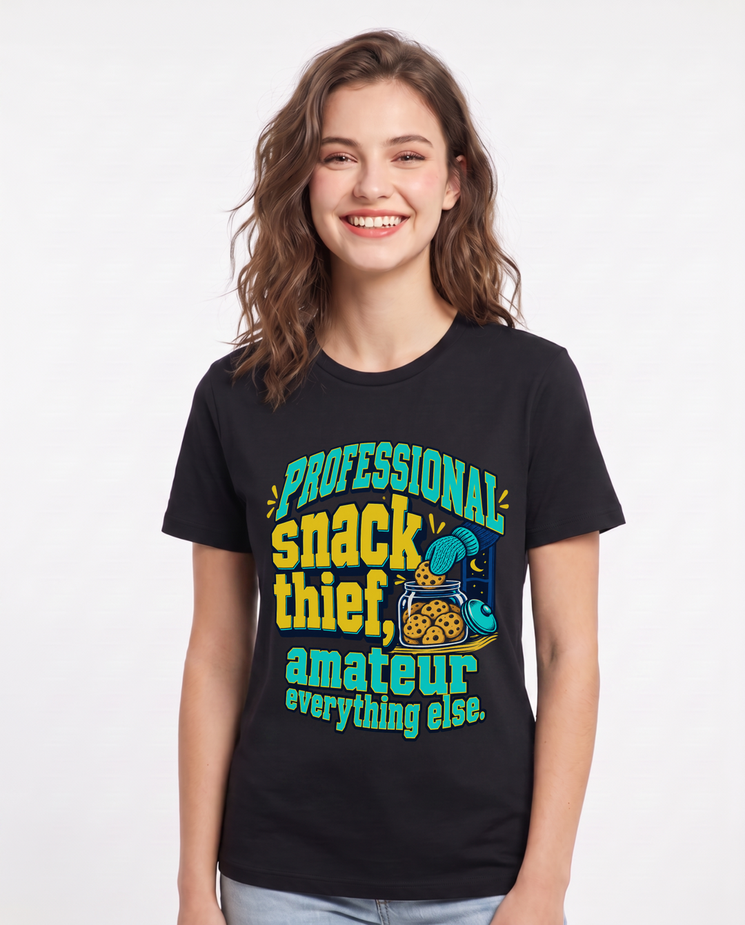 Couples Black T-Shirt for Women – Everyday Expression Graphic Tee product image 3