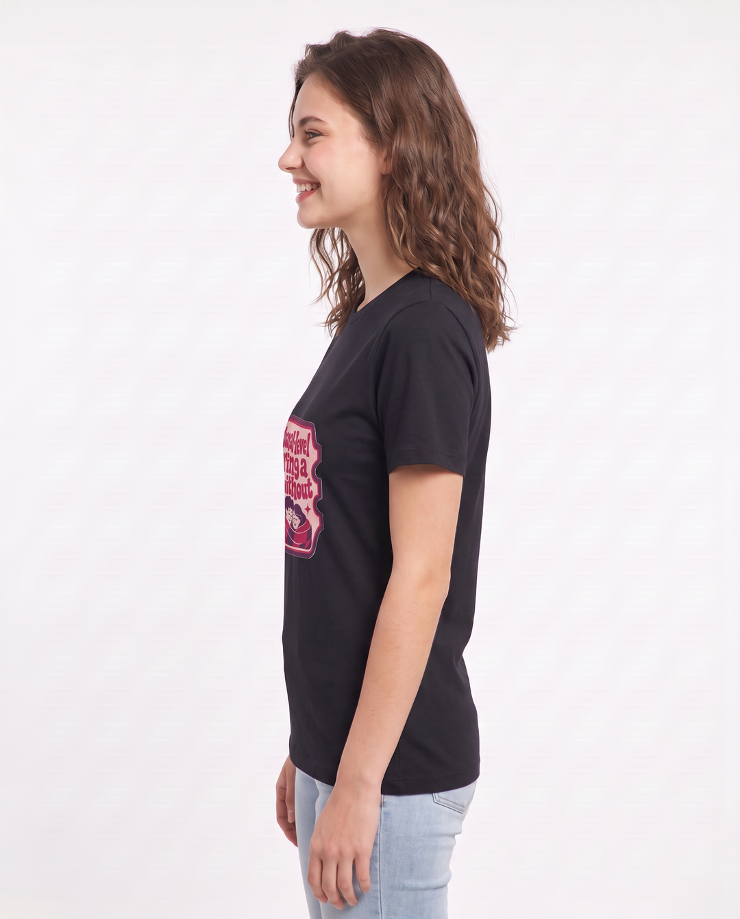 Couples Women's Black T-Shirt - Professional-level at sharing a product image 2
