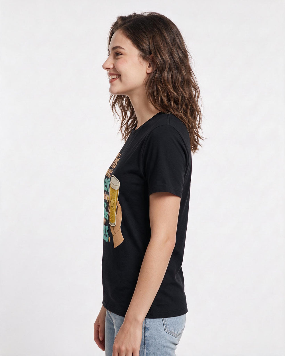 Beer Black T-Shirt for Women – Everyday Expression Graphic Tee product image 2