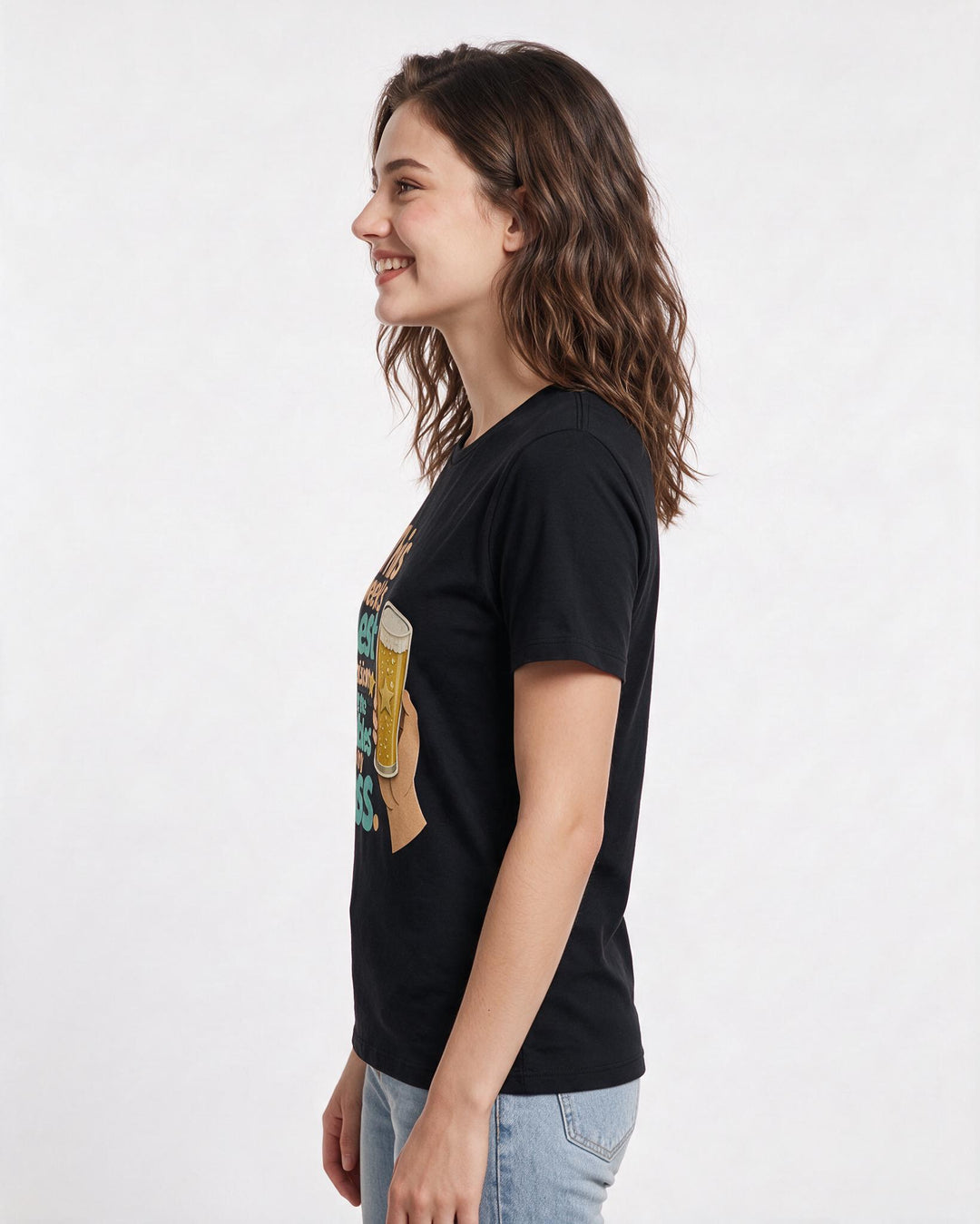 Beer Black T-Shirt for Women – Everyday Expression Graphic Tee product image 2