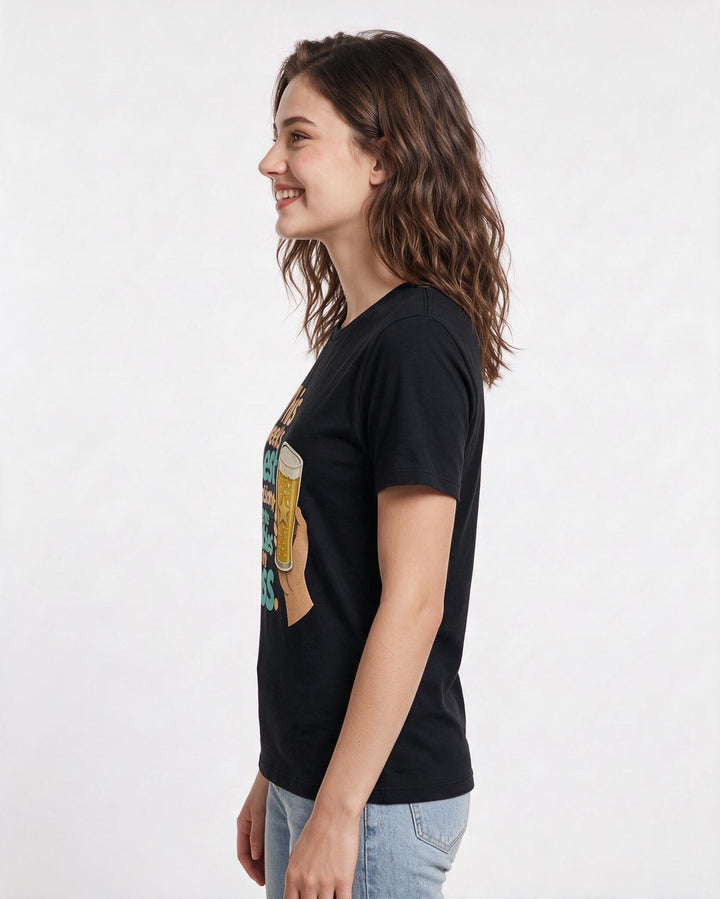 Beer Black T-Shirt for Women – Everyday Expression Graphic Tee product image 2