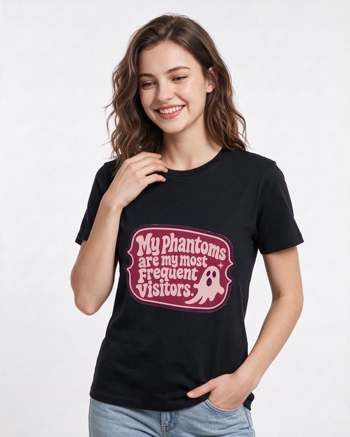 Halloween Women's Black T-Shirt - My phantoms are my most frequent product image 3