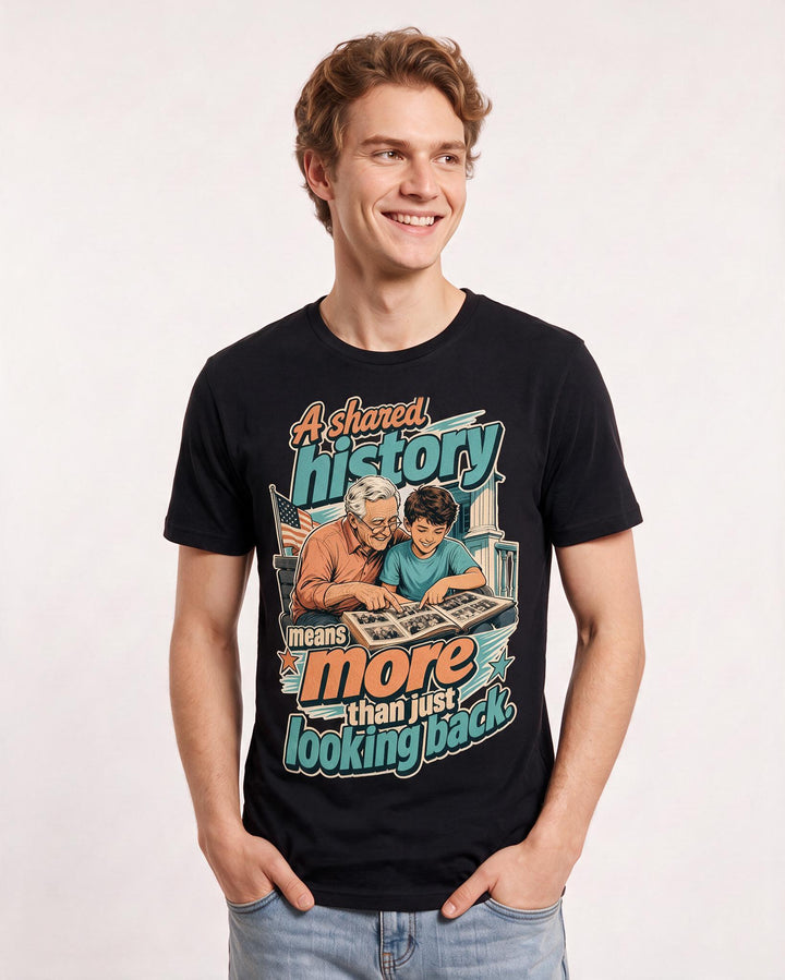 Patriotic Men's Black T-Shirt – A shared history means more than just looking back. product image 3