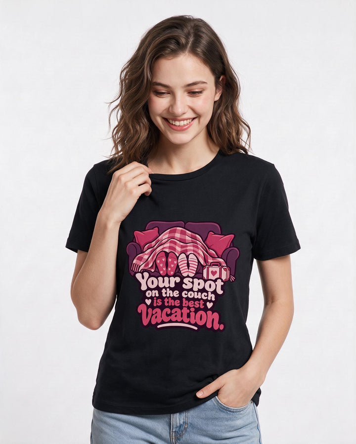 Couples Black T-Shirt for Women – Everyday Expression Graphic Tee product image 1