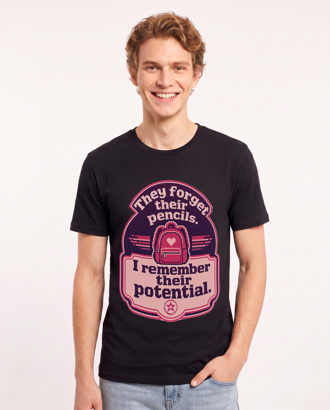 Teacher Gift Men's Black T-Shirt - They forget their pencils. I product image 1