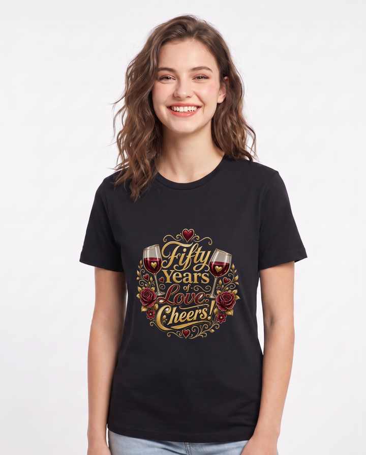 Fifty Years of Love: Cheers! Women's Black T-Shirt product image 2