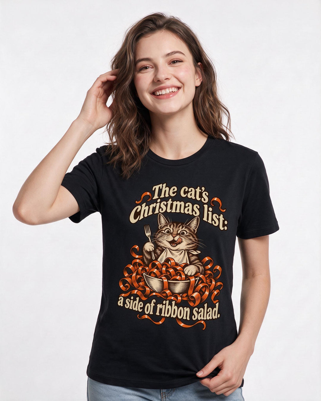 Christmas Black T-Shirt for Women – Holiday Theme Graphic Tee product image 1