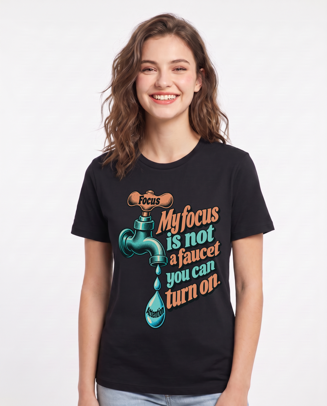 Neurodiversity Black T-Shirt for Women – Everyday Expression Graphic Tee product image 3