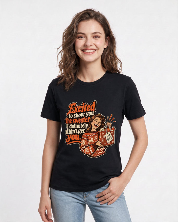Christmas Black T-Shirt for Women – Holiday Theme Graphic Tee product image 1