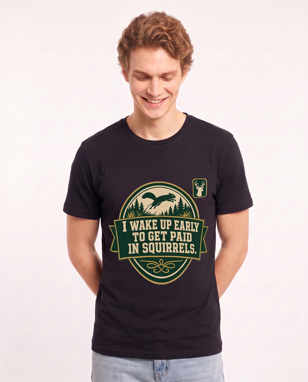 Hunting Men's Black T-Shirt - I wake up early to get paid in product image 3