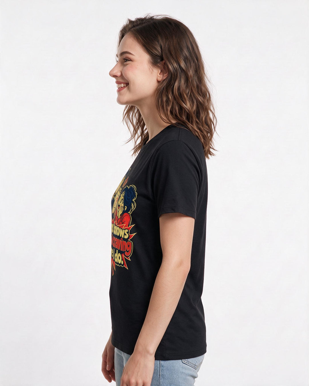 Couples Black T-Shirt for Women – Everyday Expression Graphic Tee product image 2