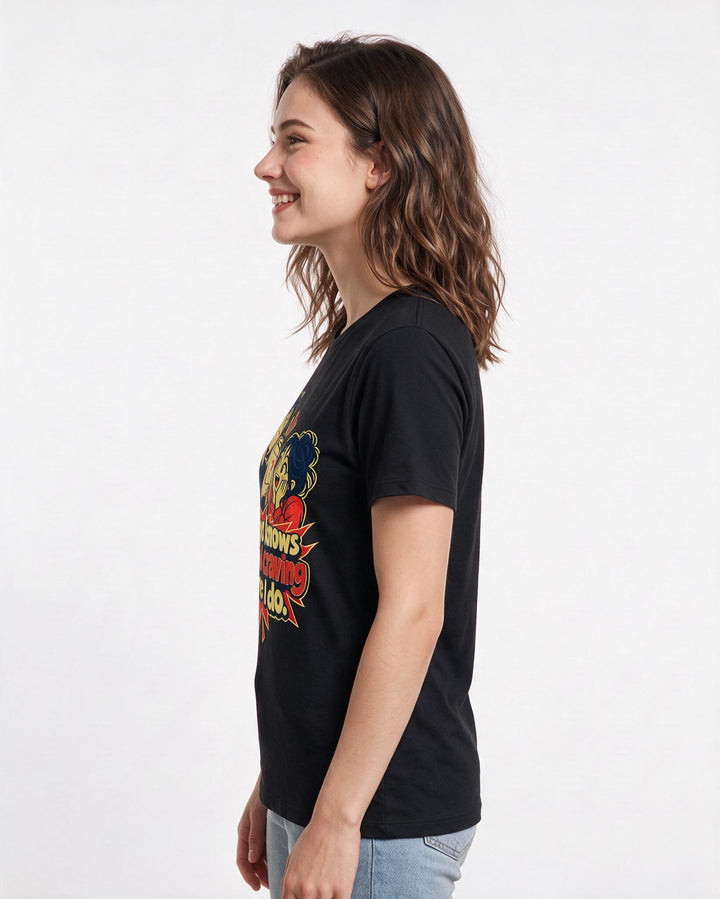 Couples Black T-Shirt for Women – Everyday Expression Graphic Tee product image 2