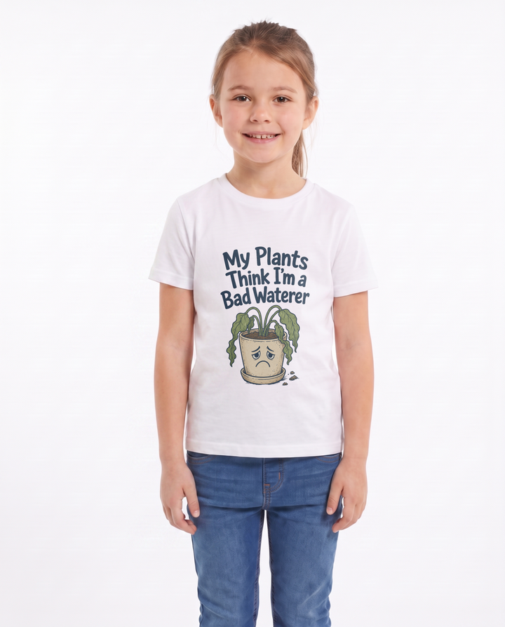 My Plants Think I'm A Bad Waterer White T-Shirt mockup 1