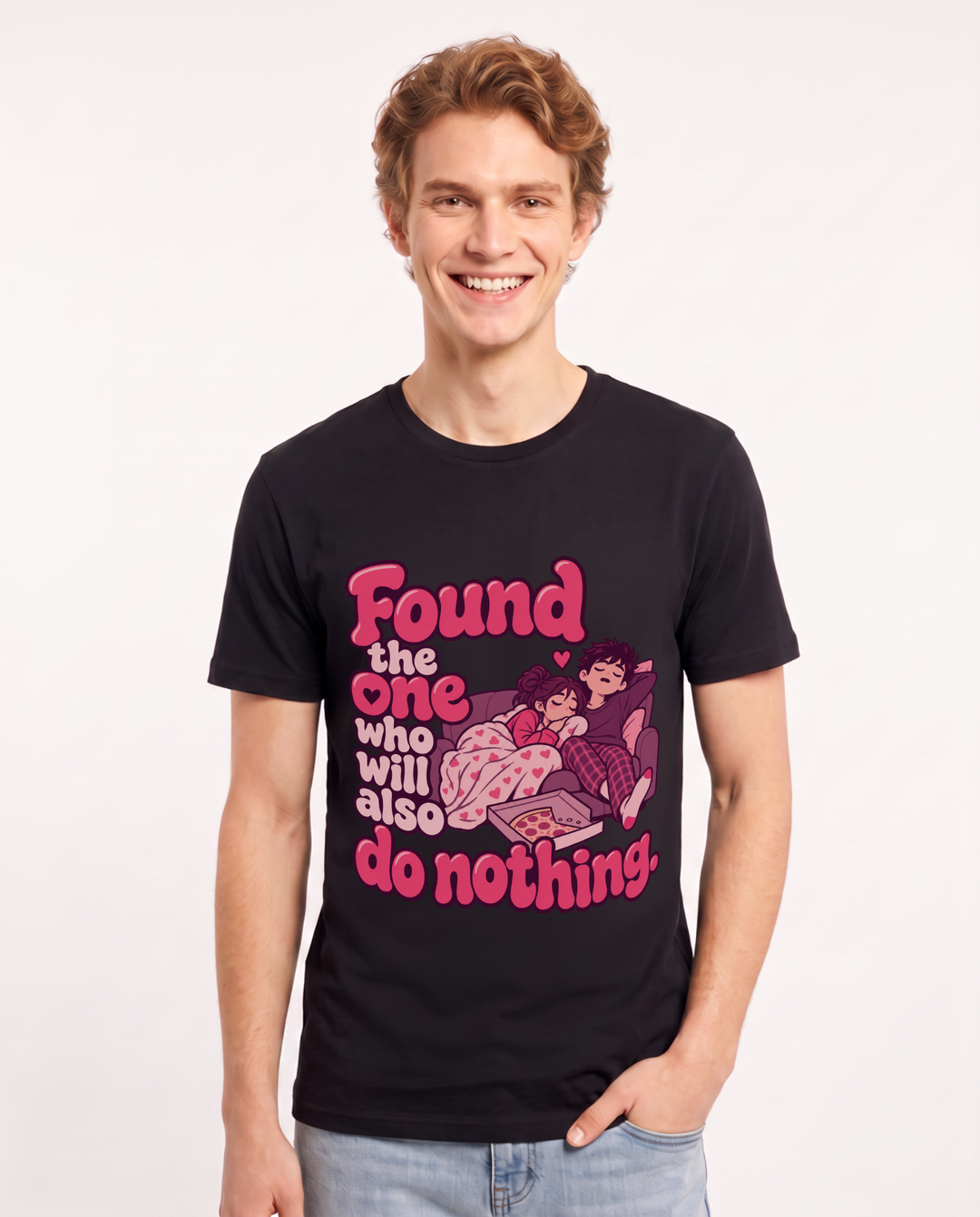 Couples Black T-Shirt for Men – Everyday Expression Graphic Tee product image 3
