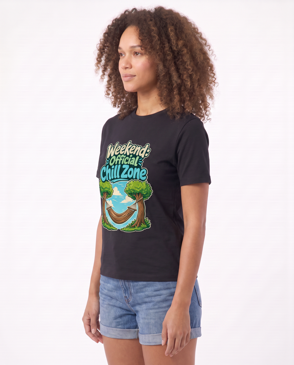 Weekend: Official Chill Zone Black T-Shirt mockup 2
