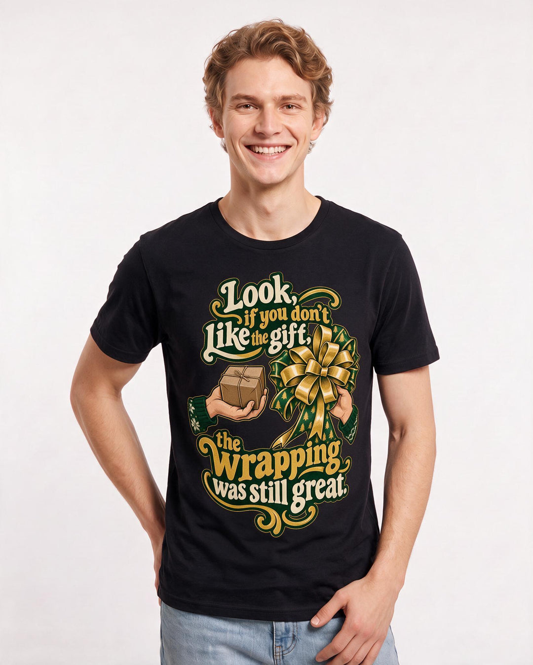 Christmas Black T-Shirt for Men – Holiday Theme Graphic Tee product image 1