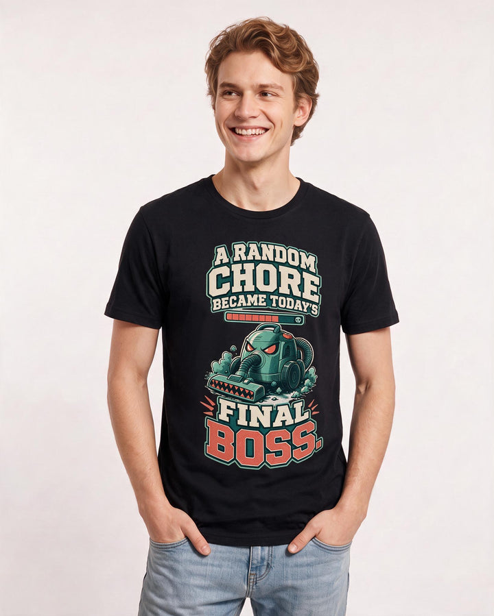 Gaming Men's Black T-Shirt – A random chore became today's final boss. product image 3