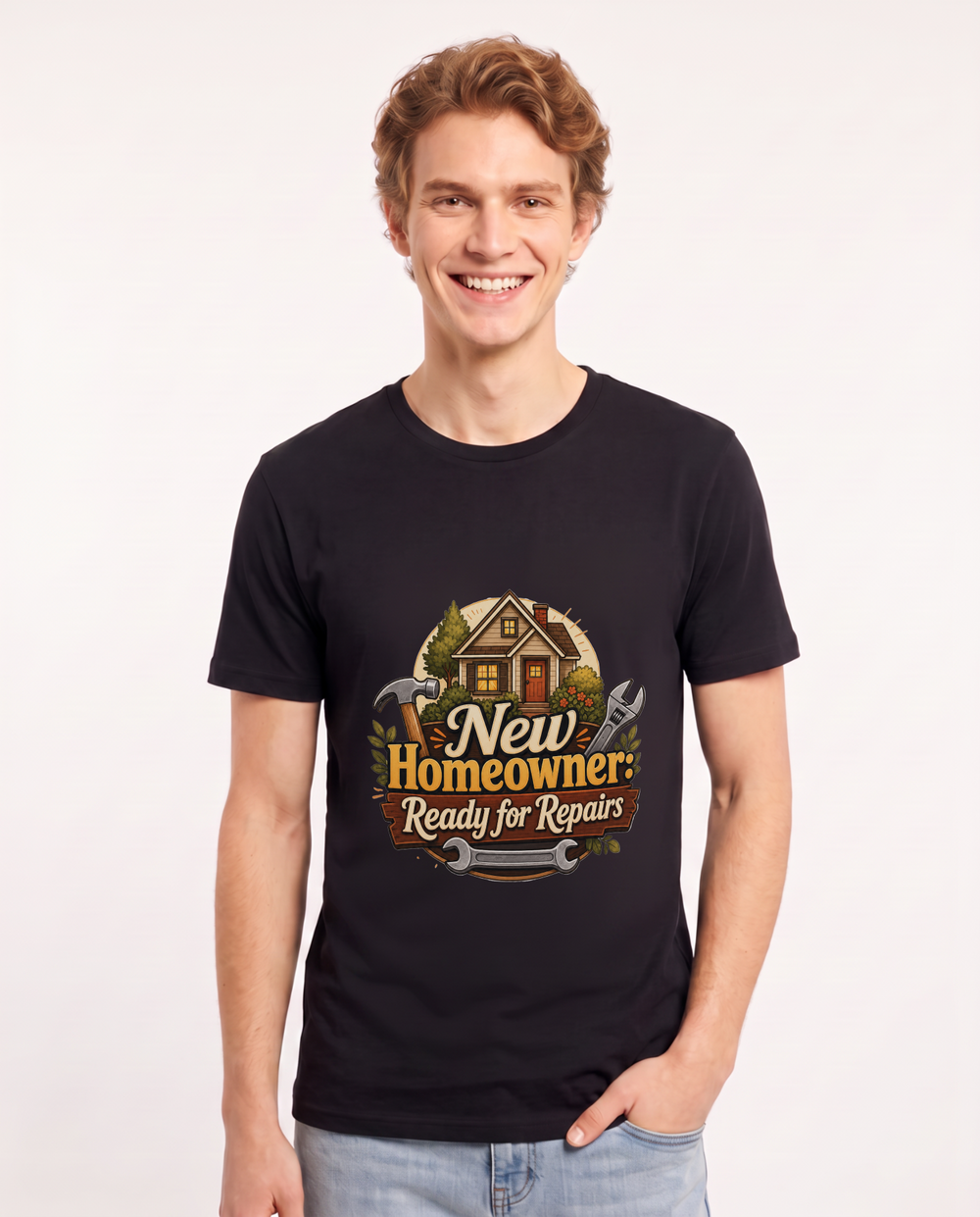 New Homeowner: Ready for Repairs Men's Black T-Shirt product image 2