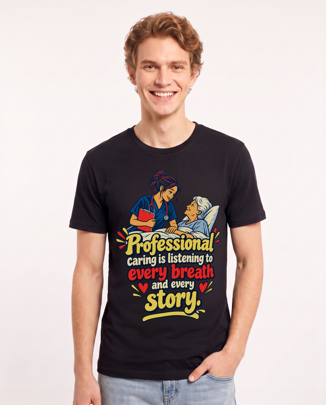 Nurse Black T-Shirt for Men – Nursing Life Graphic Tee product image 3