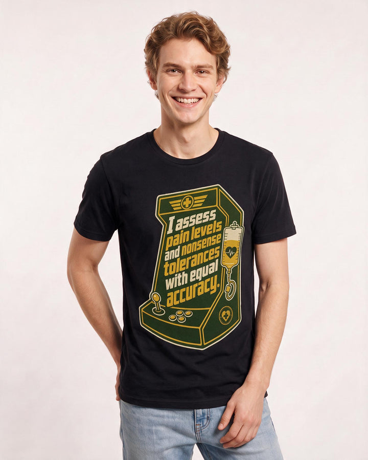 Nurse Gift Men's Black T-Shirt - I assess pain levels and nonsense product image 3