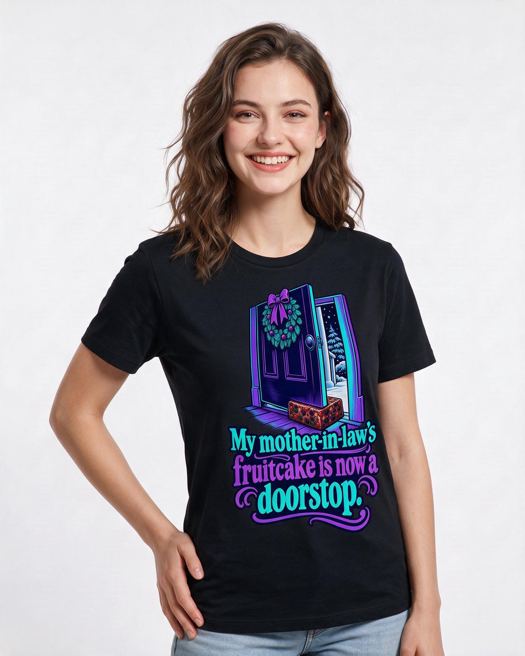 Christmas Black T-Shirt for Women – Holiday Theme Graphic Tee product image 1