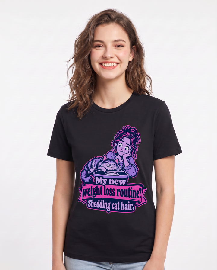 Cat Lover Black T-Shirt for Women – Everyday Expression Graphic Tee product image 3