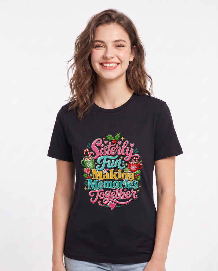 Sisterly Fun: Making Memories Together Women's Black T-Shirt product image 2