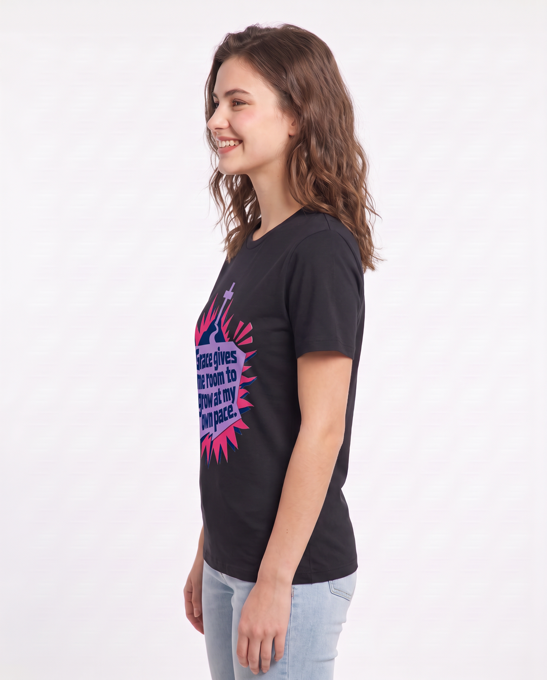 Grace gives me room to grow at my own pace. - Women's Black T-Shirt product image 3