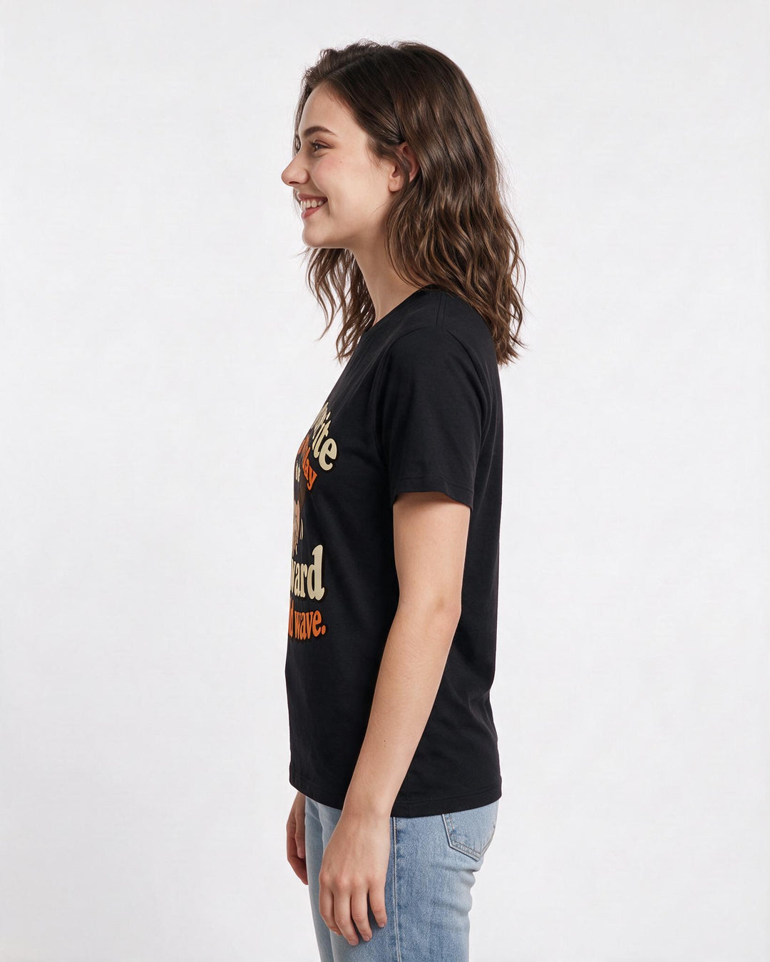 Couples Black T-Shirt for Women – Everyday Expression Graphic Tee product image 2