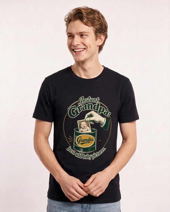 Funny Grandpa Men's Black T-Shirt – Instant Grandpa: just add baby pictures. product image 3