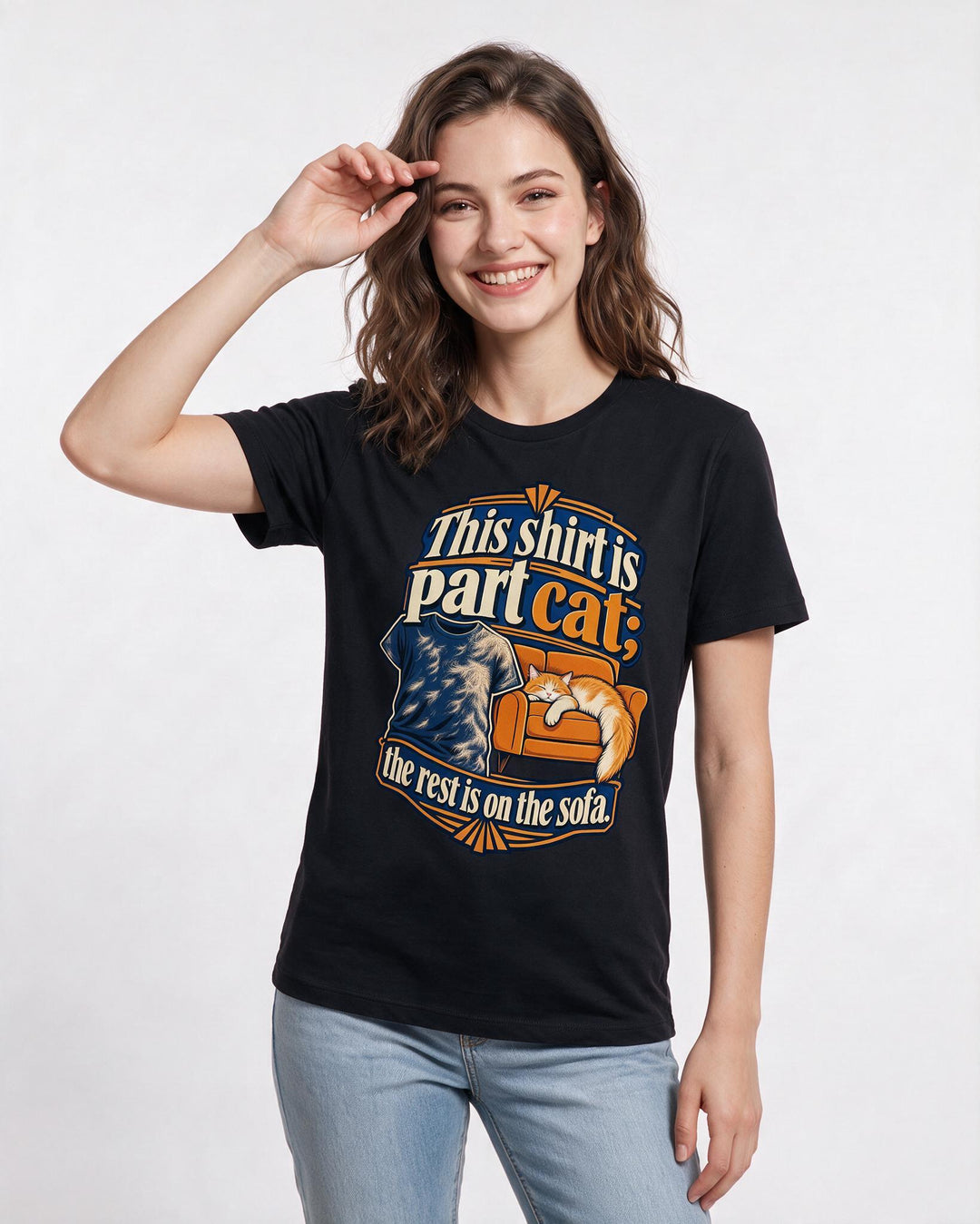 Cat Lover Black T-Shirt for Women – Everyday Expression Graphic Tee product image 1
