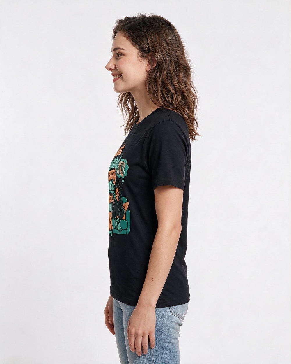 Meme Black T-Shirt for Women – Everyday Expression Graphic Tee product image 2
