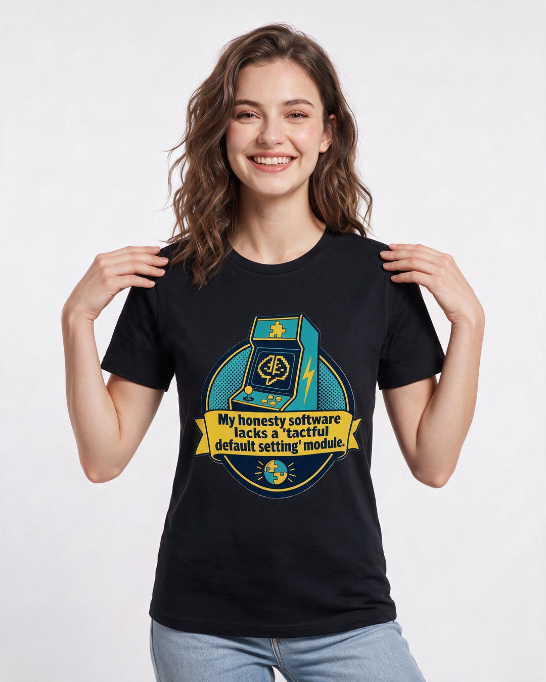 Graphic Women's Black T-Shirt - My honesty software lacks a 'tactful product image 3