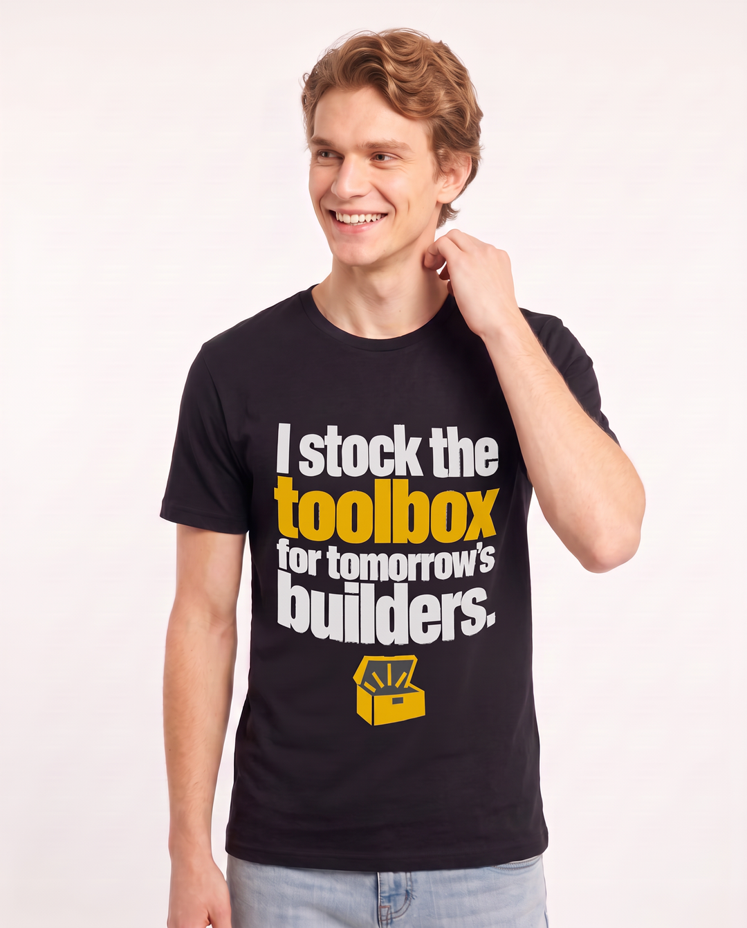 I stock the toolbox for tomorrow's builders. Men's Black T-Shirt product image 1
