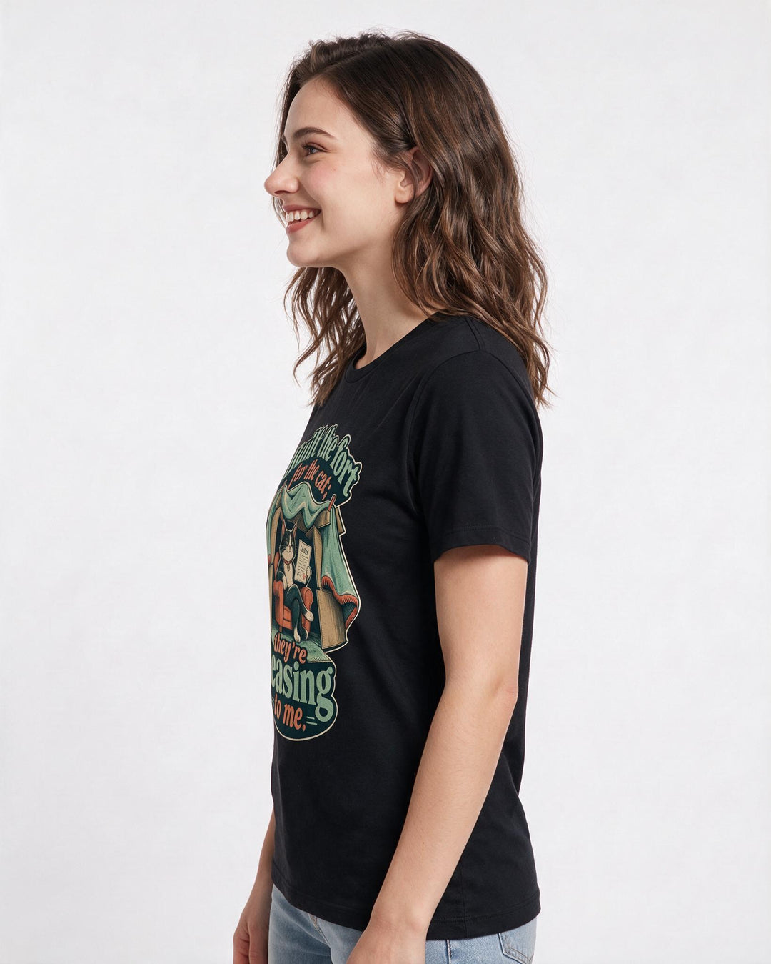 Cat Lover Black T-Shirt for Women – Everyday Expression Graphic Tee product image 2