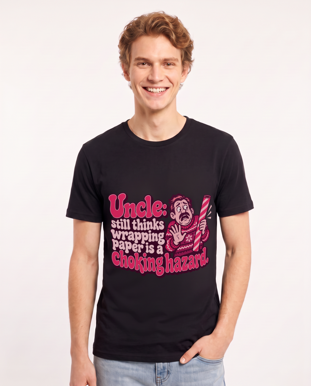 Christmas Black T-Shirt for Men – Holiday Theme Graphic Tee product image 3