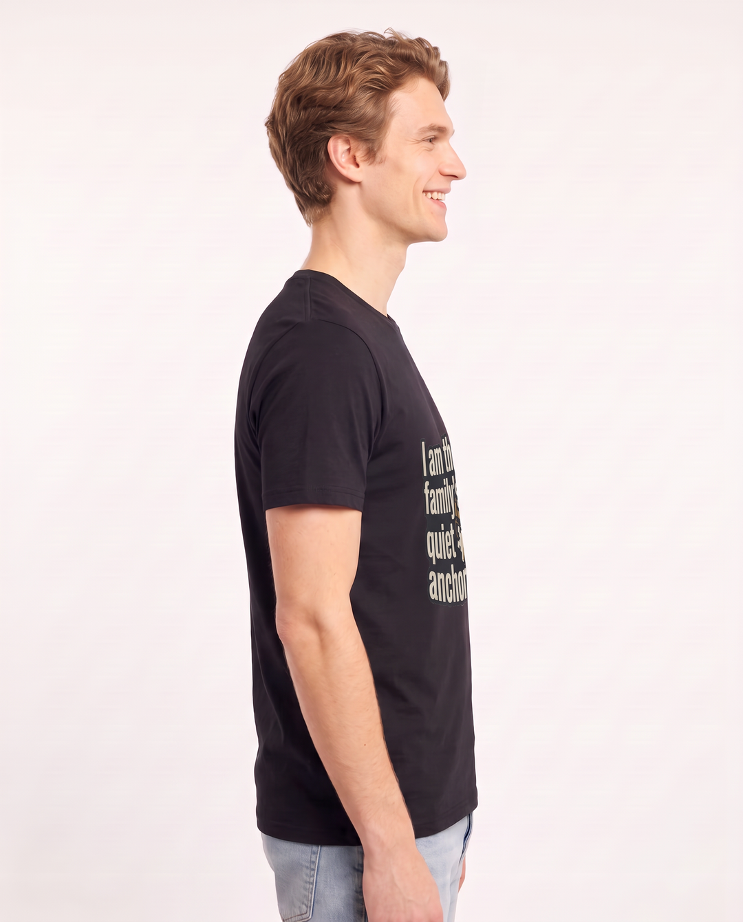 I am the family's quiet anchor. Men's Black T-Shirt product image 3