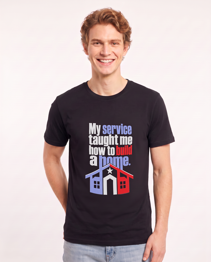 My service taught me how to build a home. Men's Black T-Shirt product image 1