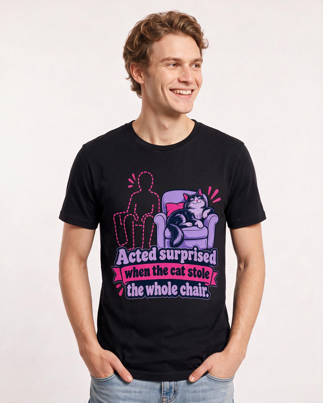 Cat Lover Black T-Shirt for Men – Everyday Expression Graphic Tee product image 1