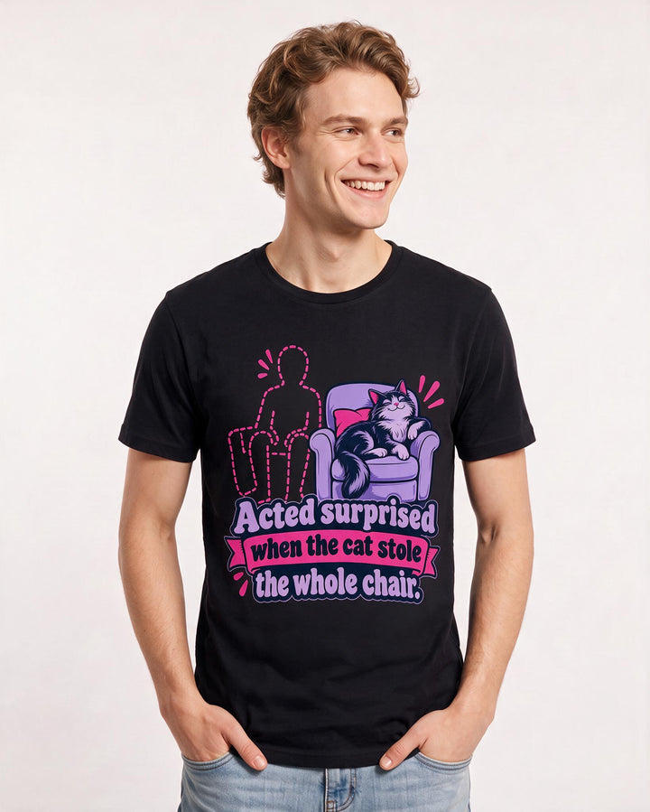 Cat Lover Black T-Shirt for Men – Everyday Expression Graphic Tee product image 1